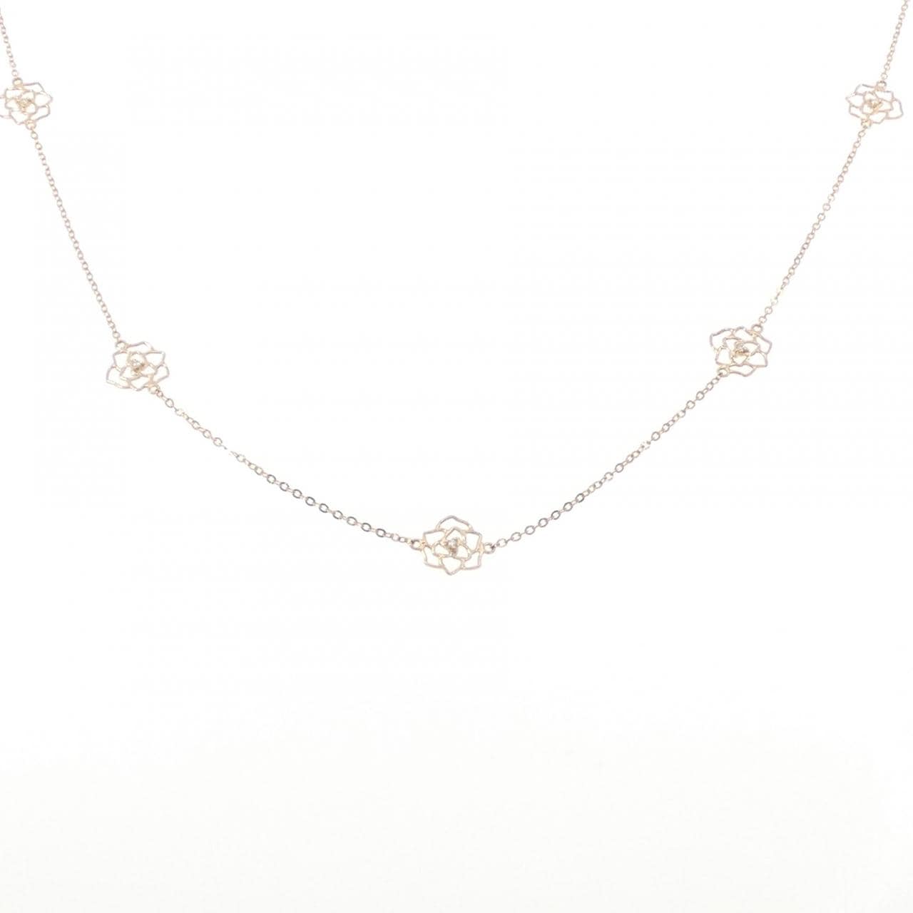 K18PG ローズ ダイヤモンド ネックレス 0.12CT