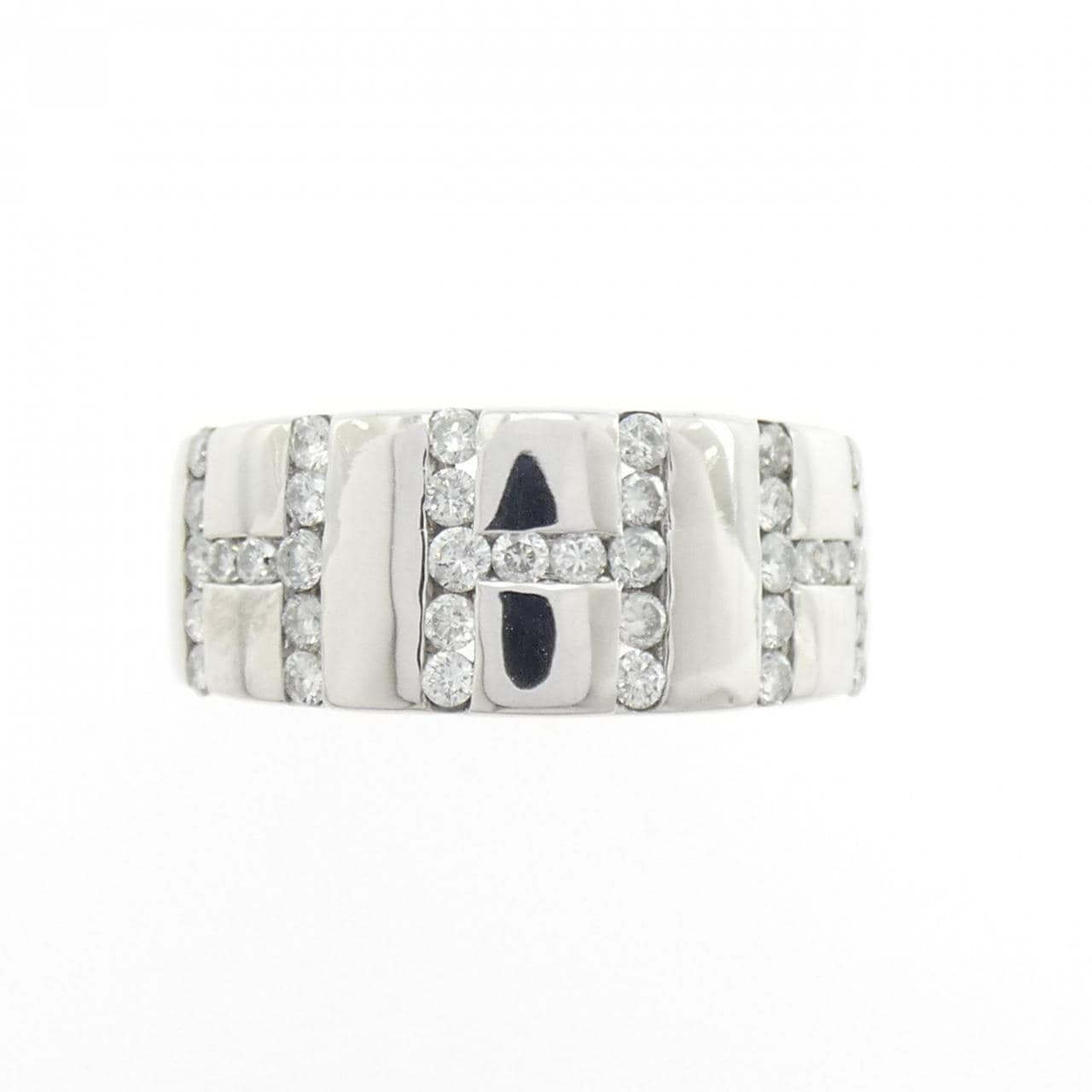 750WG イニシャルH ダイヤモンド リング 0.48CT