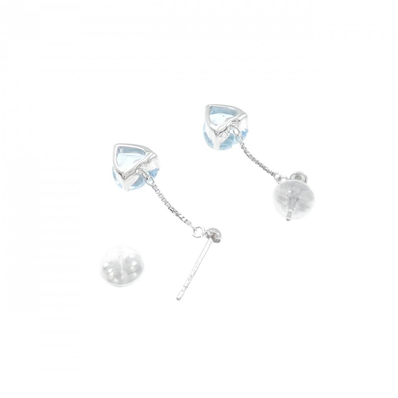 K18WG ハート ブルートパーズ ピアス 1.2CT