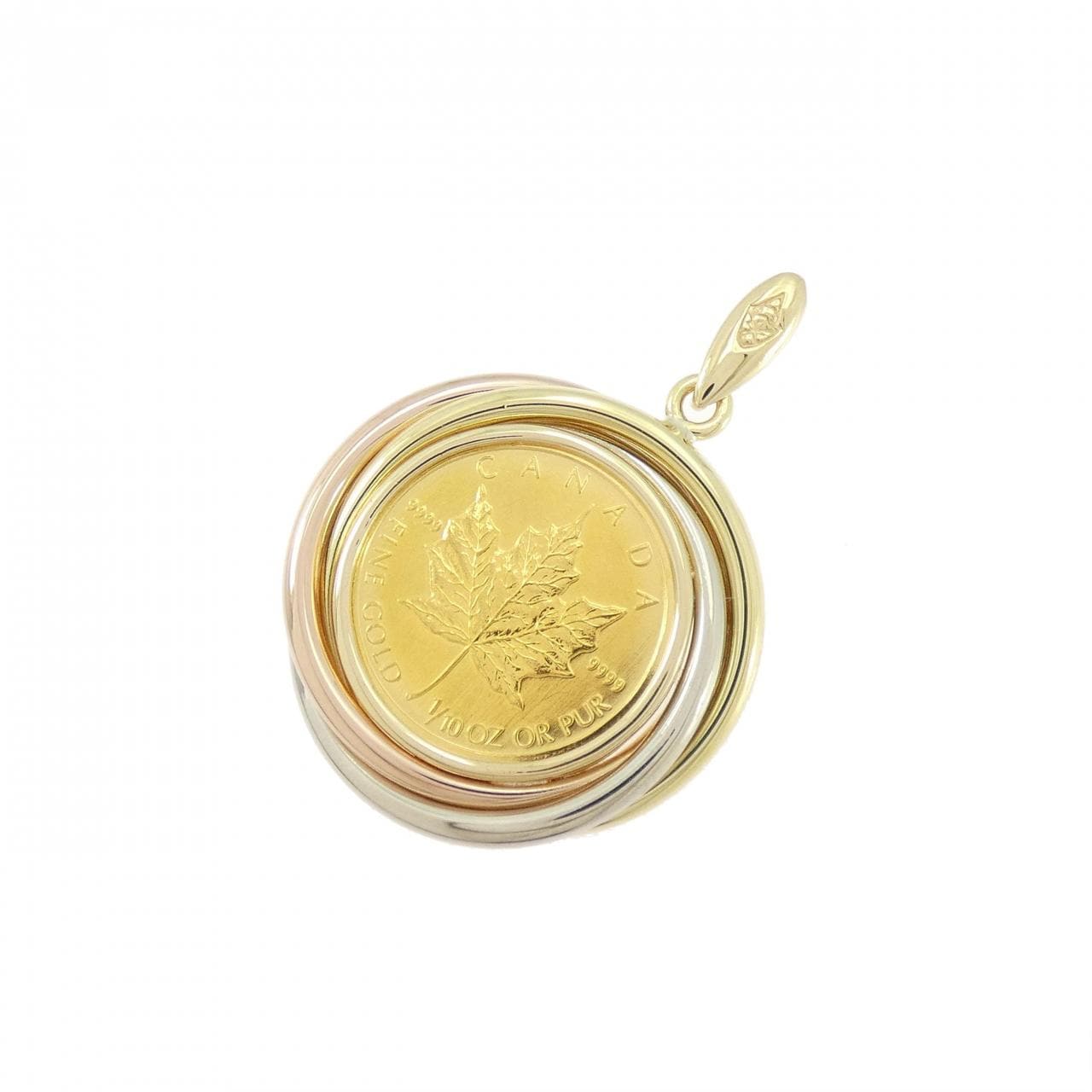 18K three colors (frame) coin pendant