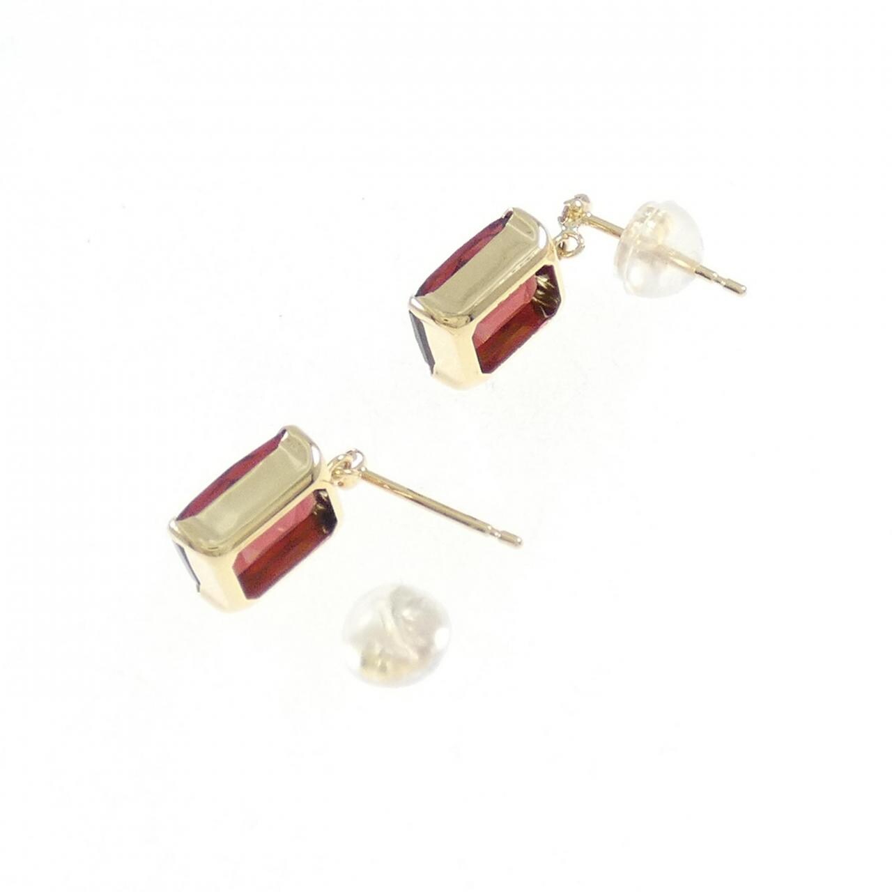 K18YG石榴石耳环 4.00CT