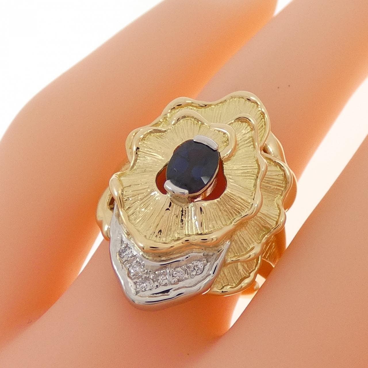 K18YG/PT900 サファイヤ リング 0.60CT