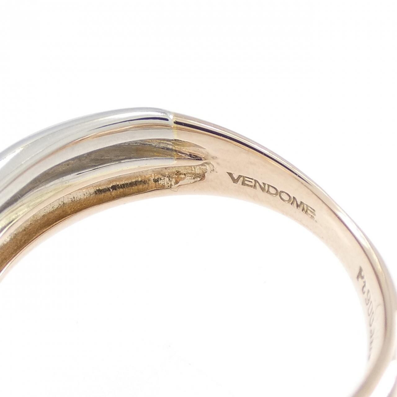ヴァンドーム K18 2重リング ダイヤモンド0.15ct #9リング リング・指輪 9.5号 Eterno 2連風 V字 一粒ダイヤ 18金 K18