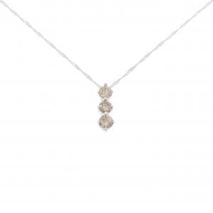 K18WG スリーストーン ダイヤモンド ネックレス 1.0CT