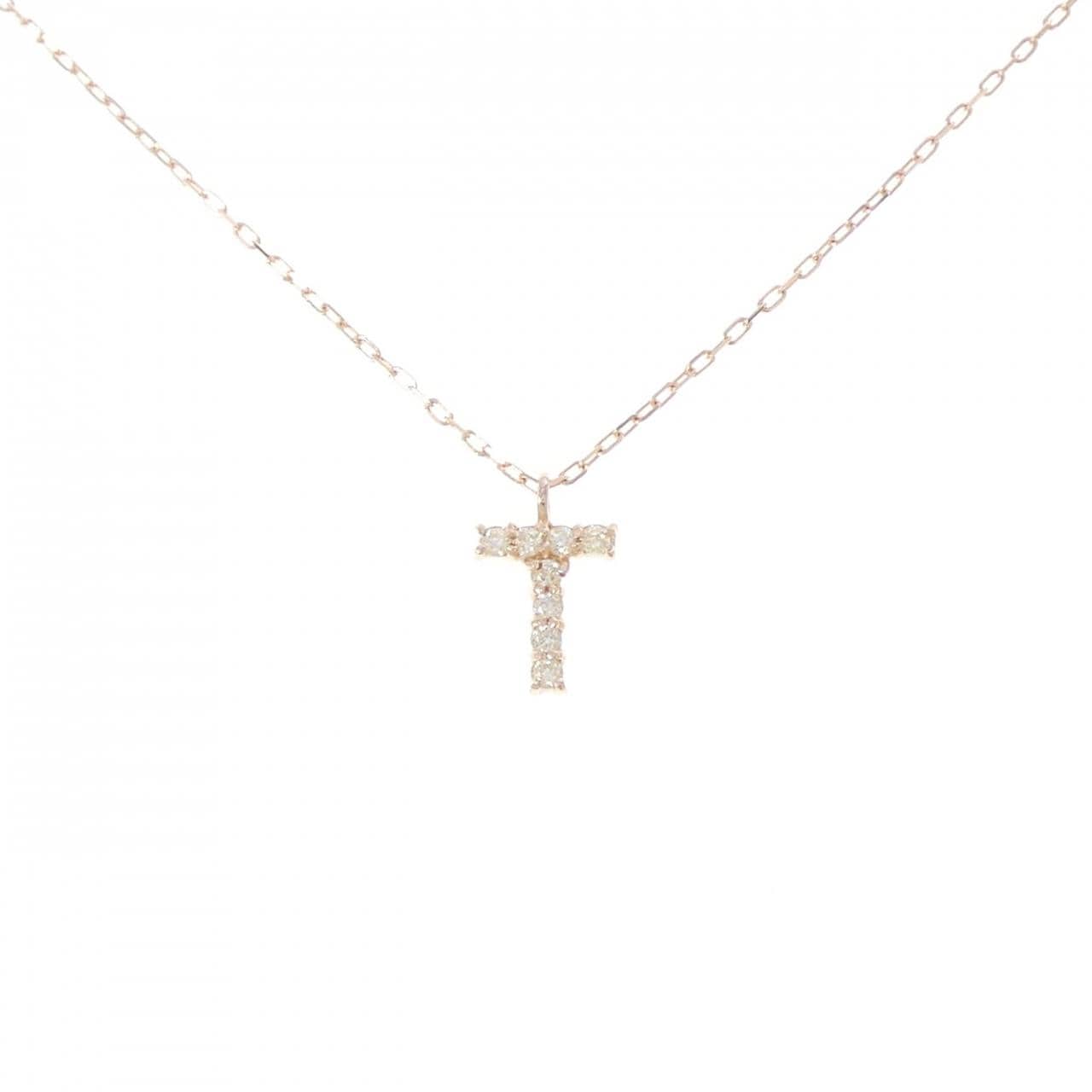 K10PG イニシャルT ダイヤモンド ネックレス 0.08CT