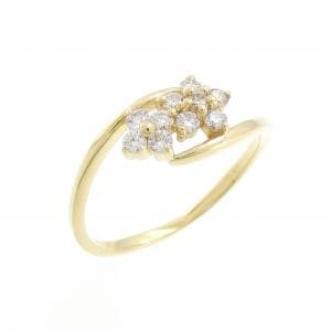 【新品】K18YG フラワー ダイヤモンド リング 0.20CT