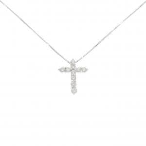 K18WG クロス ダイヤモンド ネックレス 0.50CT