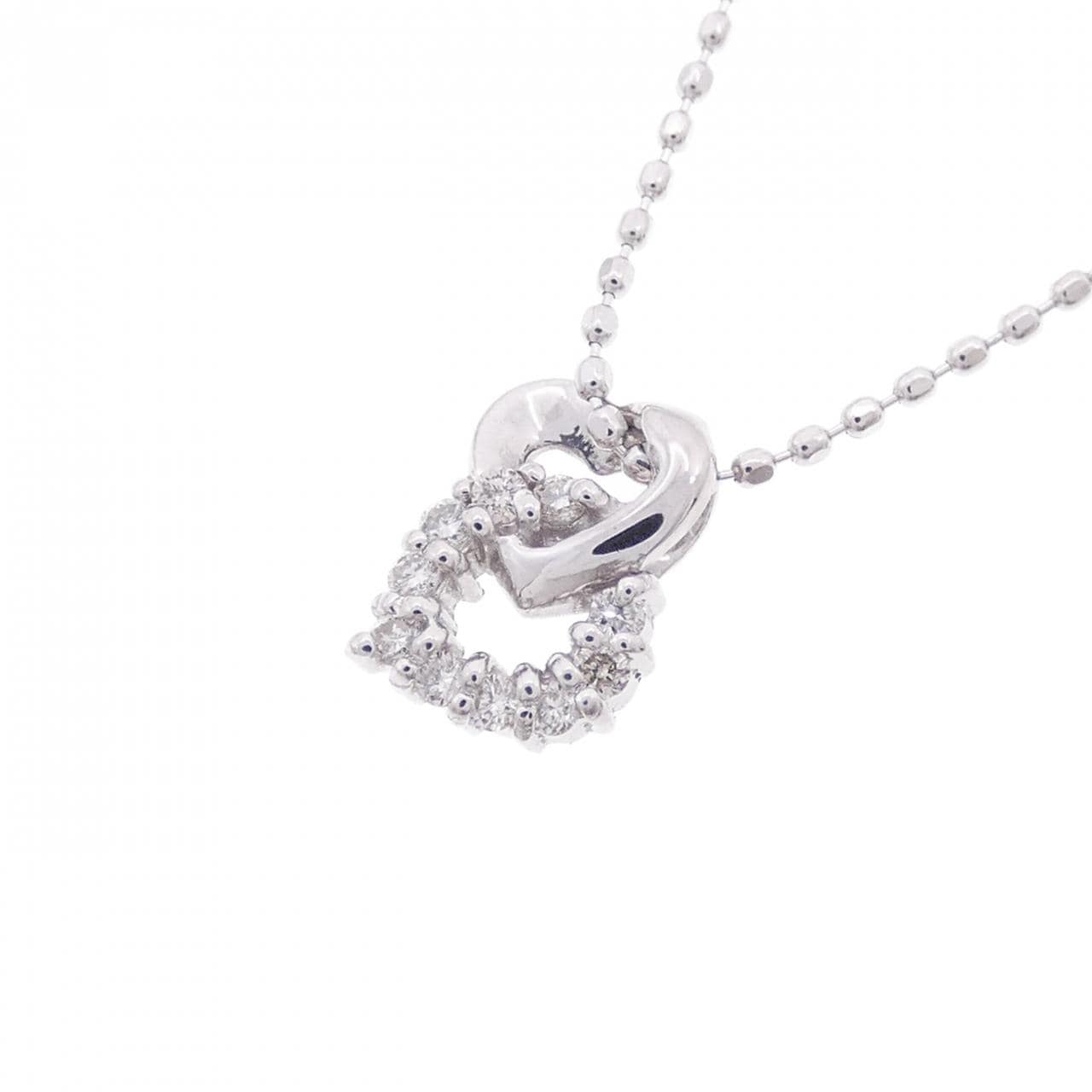 K18WG ハート ダイヤモンド ネックレス 0.07CT