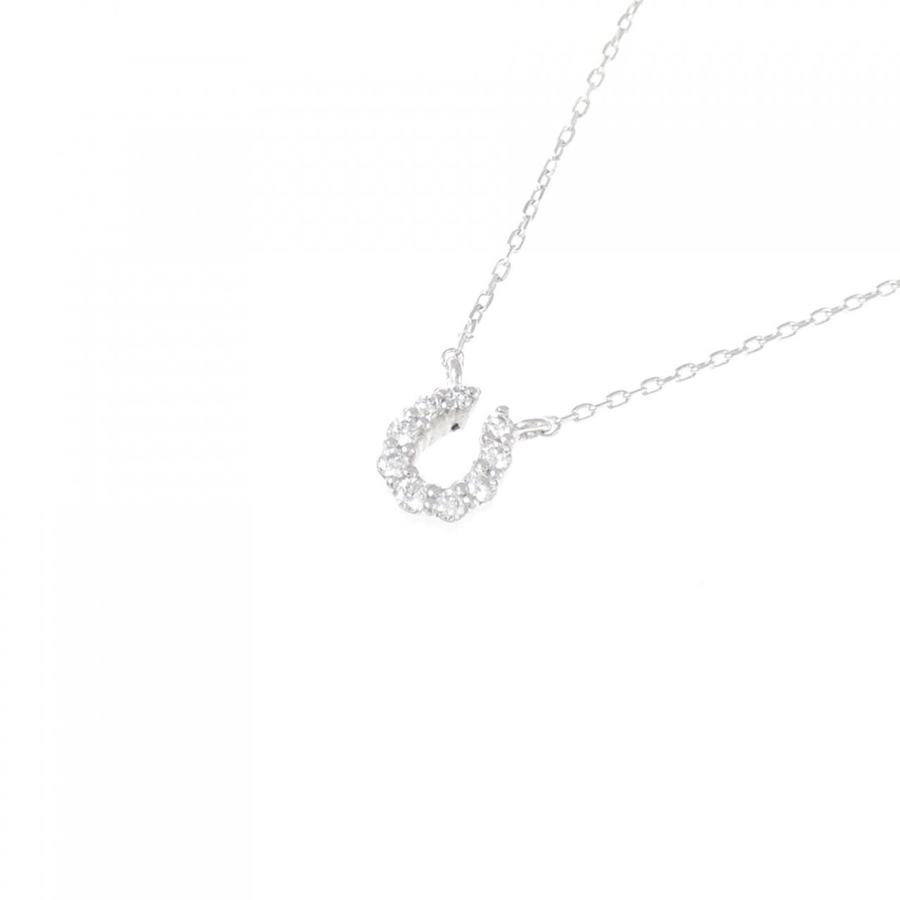K18WG 马蹄形钻石项链 0.05CT