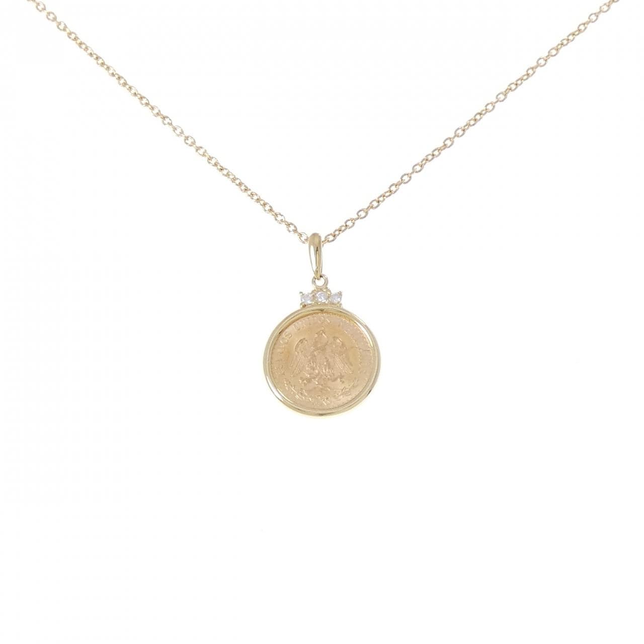 K18YG(枠) ダイヤモンド コイン ネックレス 0.04CT