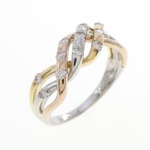 K18YG/PT950/K18PG ダイヤモンド リング 0.24CT