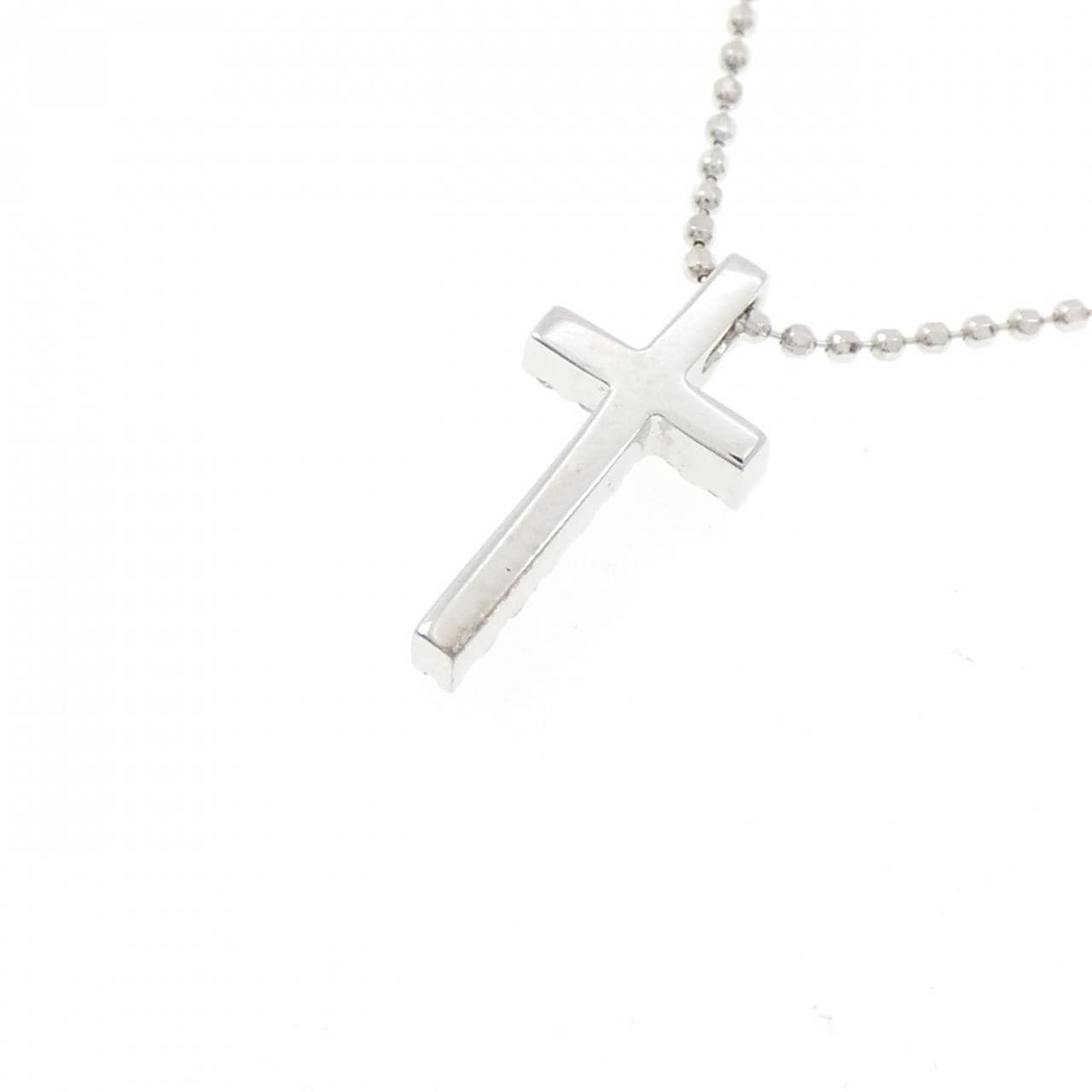 K18WG クロス ダイヤモンド ネックレス 0.12CT