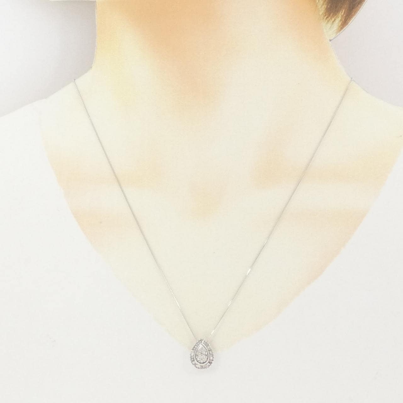 K18WG 2WAY ダイヤモンド ネックレス 0.18CT