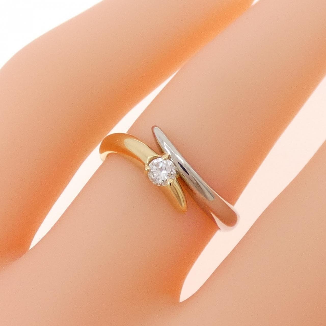 K18YG/PT900 ダイヤモンド リング 0.10CT