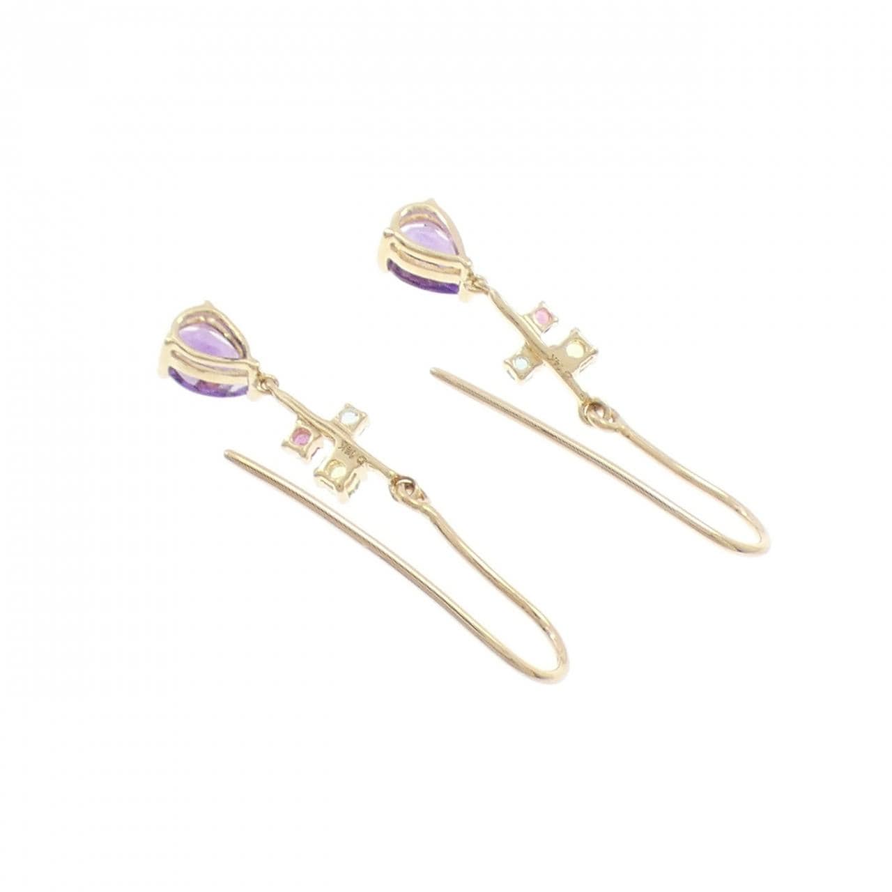 14KYG カラーストーン ピアス