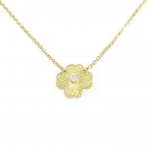750YG フラワー ダイヤモンド ネックレス 0.12CT
