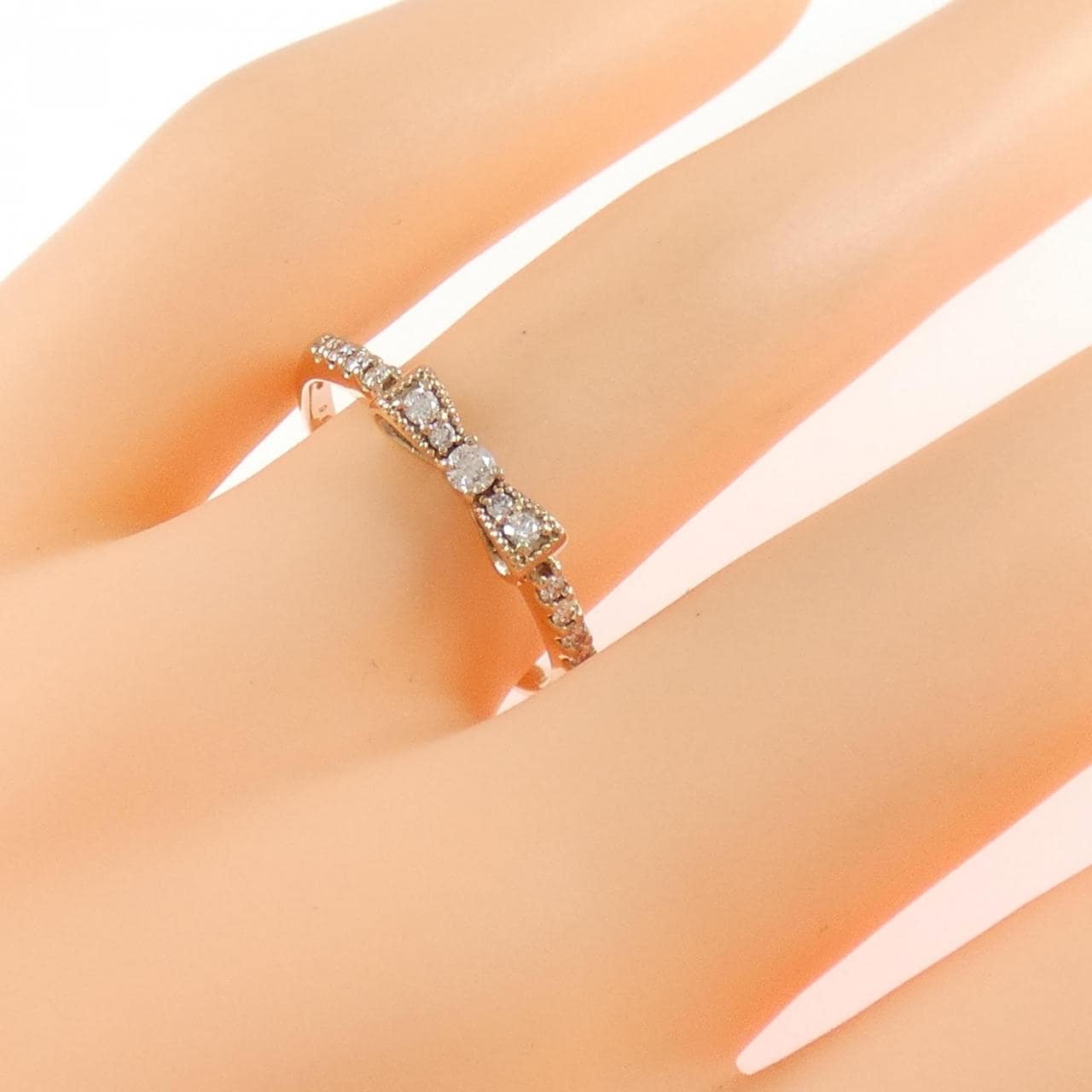 K18PG リボン ダイヤモンド リング 0.16CT