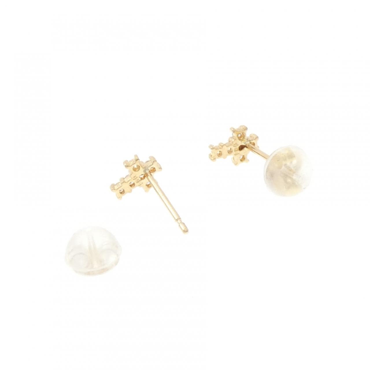 K18YG クロス ダイヤモンド ピアス 0.10CT