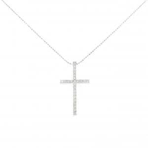 K18WG クロス ダイヤモンド ネックレス 0.50CT