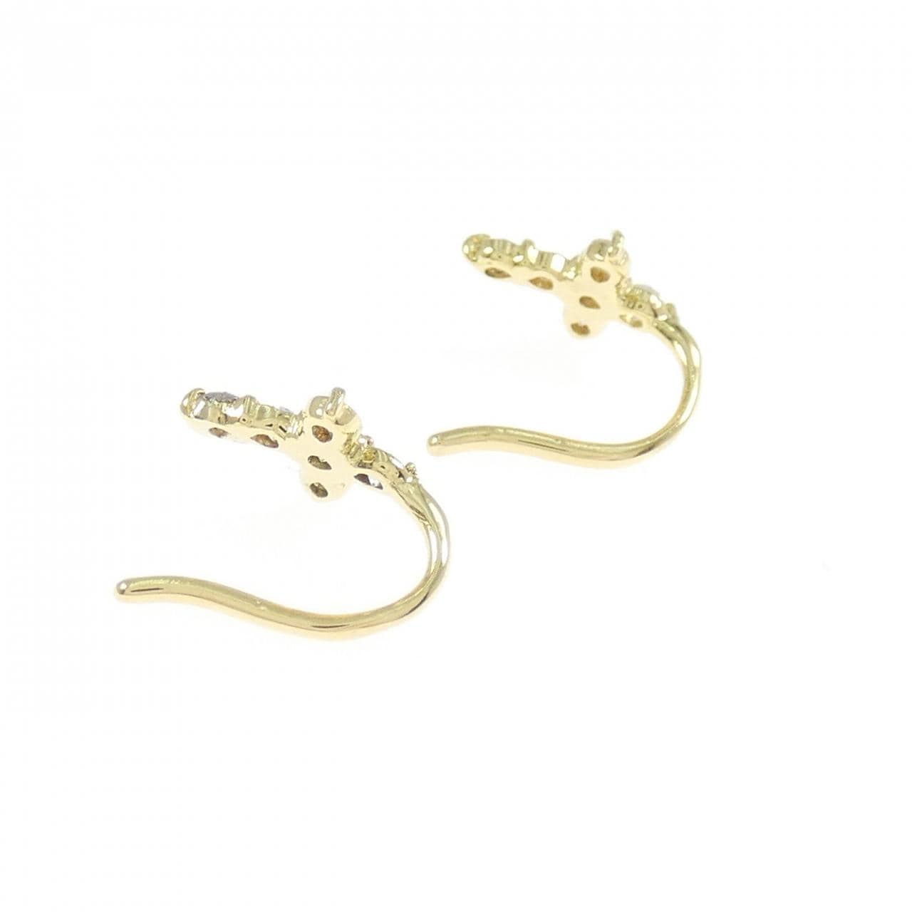 K18YG クロス ダイヤモンド ピアス 0.24CT