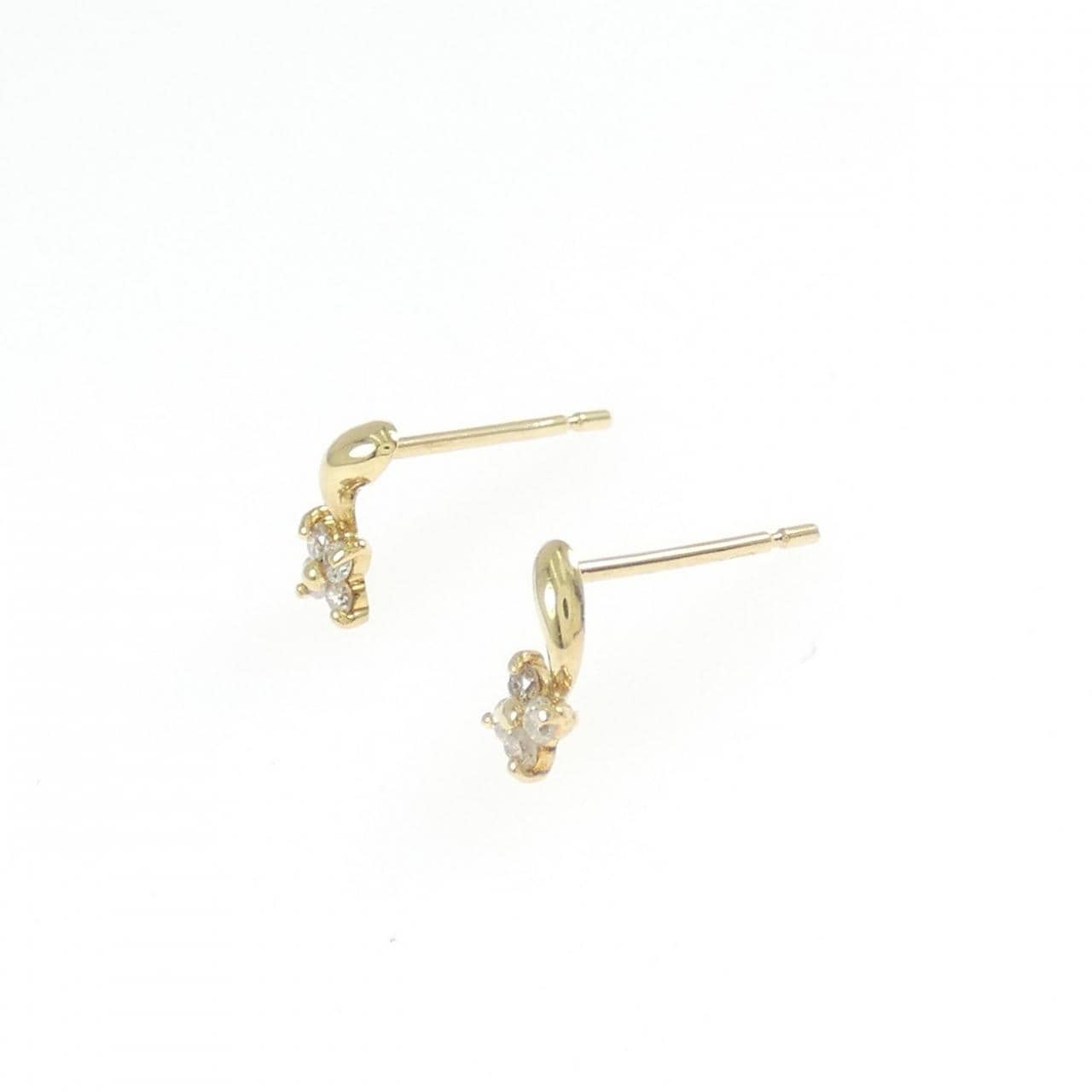 K18YG フラワー ダイヤモンド ピアス 0.08CT