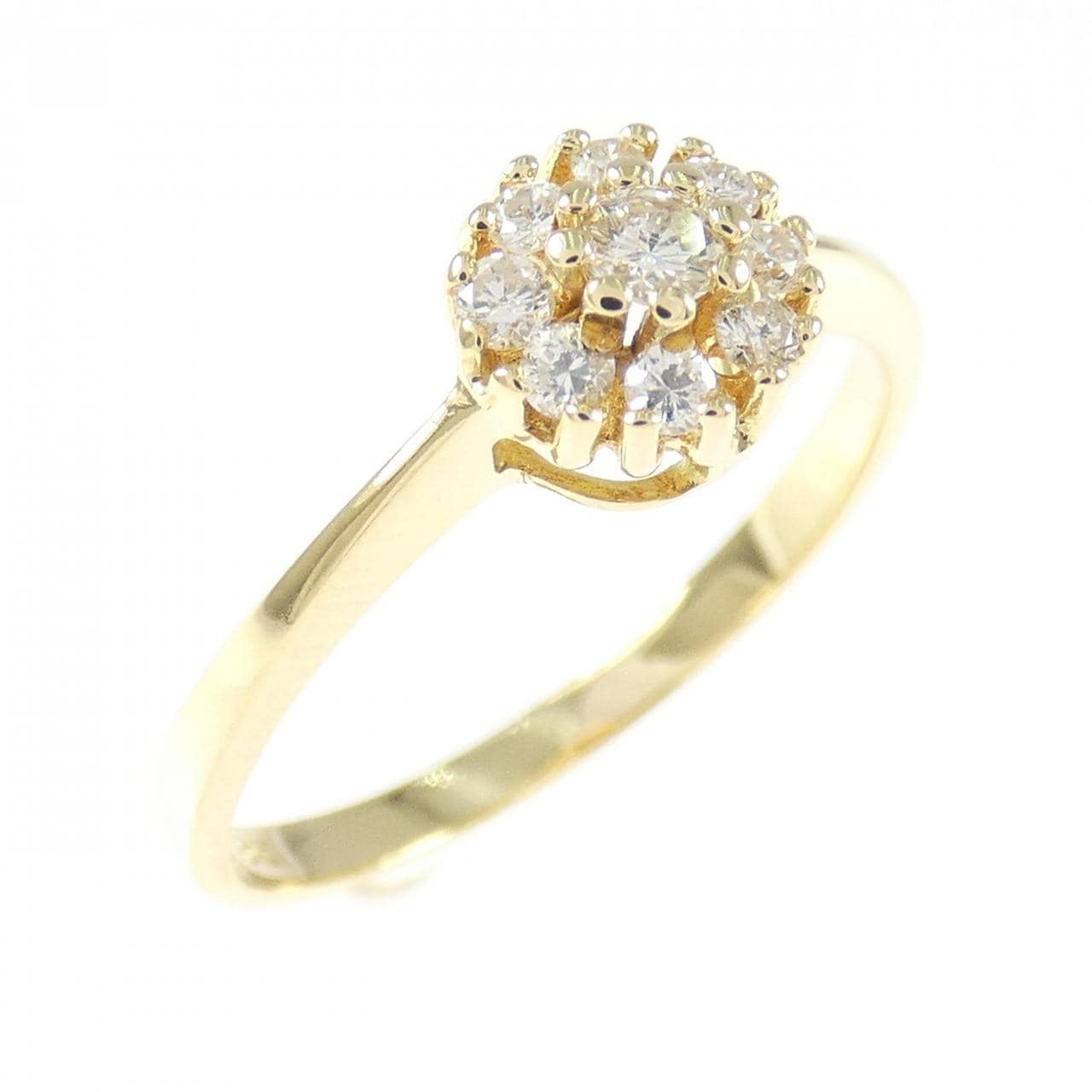750YG フラワー ダイヤモンド リング 0.22CT