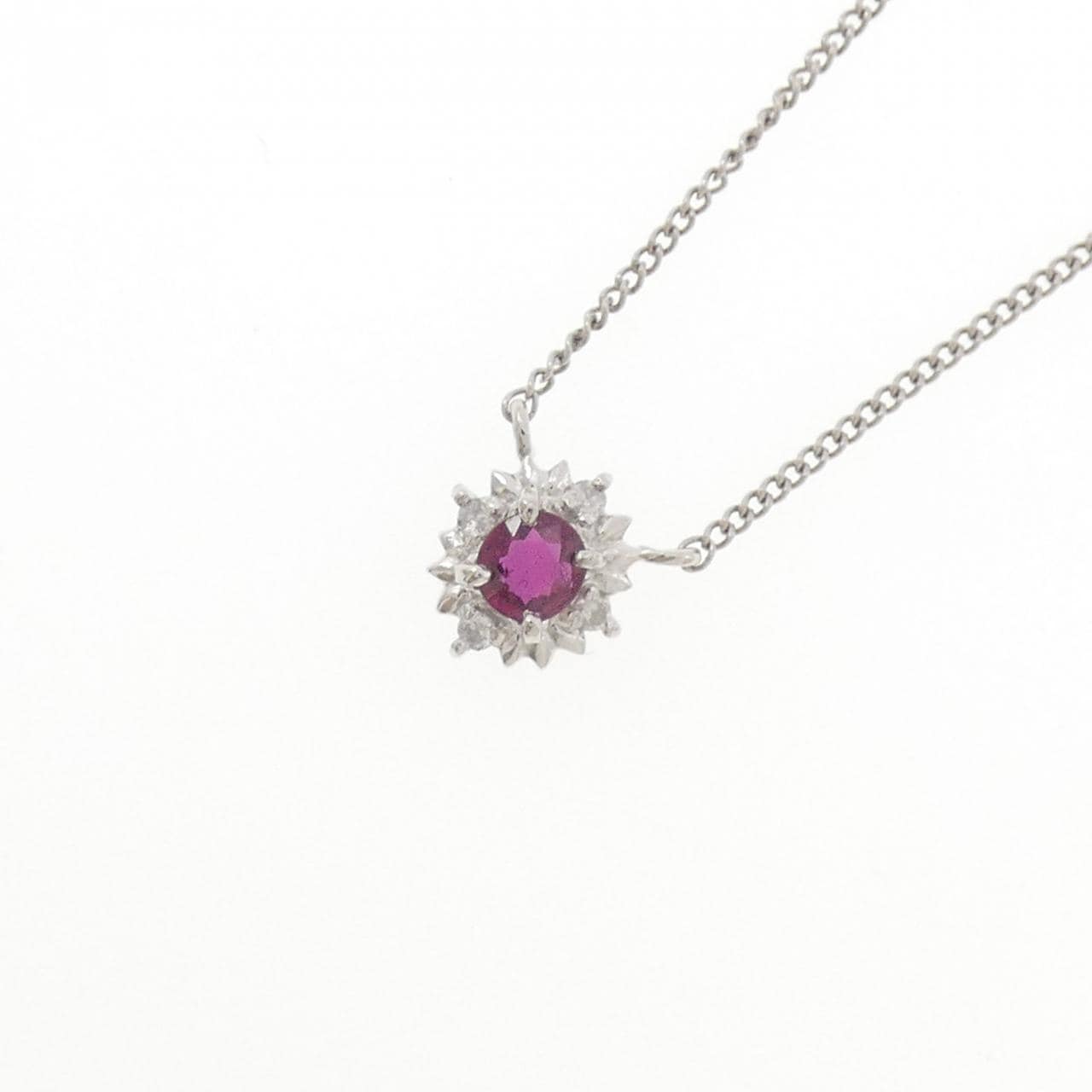 PT850 ルビー ネックレス 0.18CT
