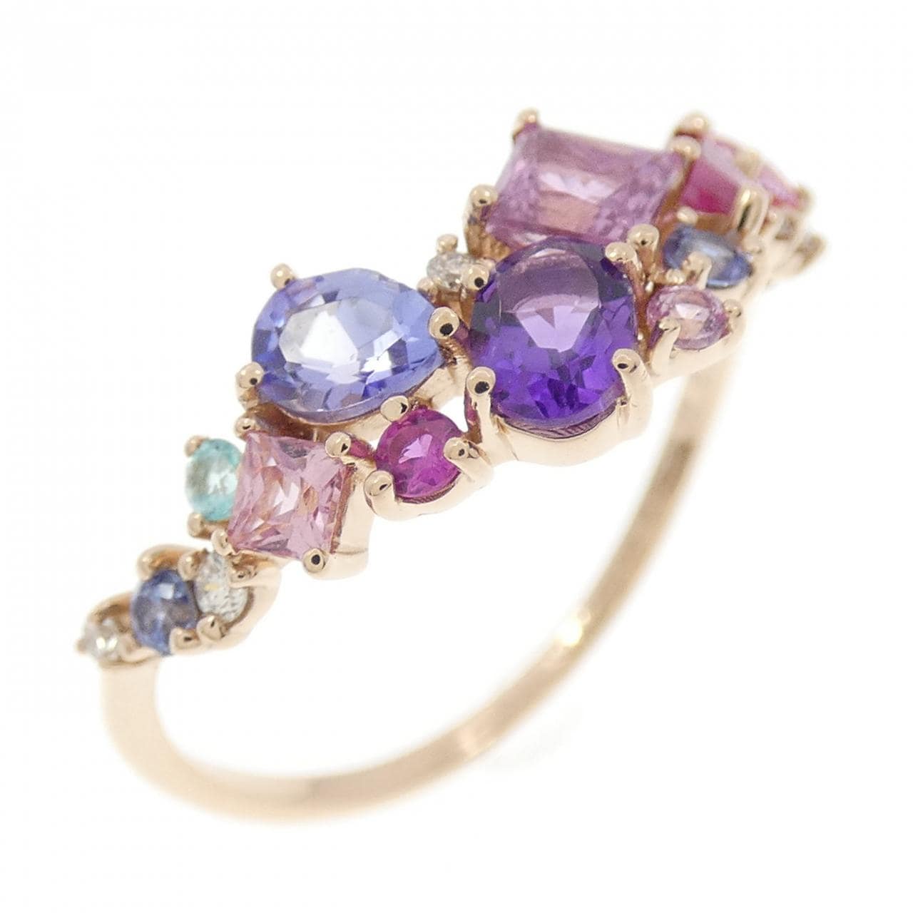 K18PG カラーストーン リング