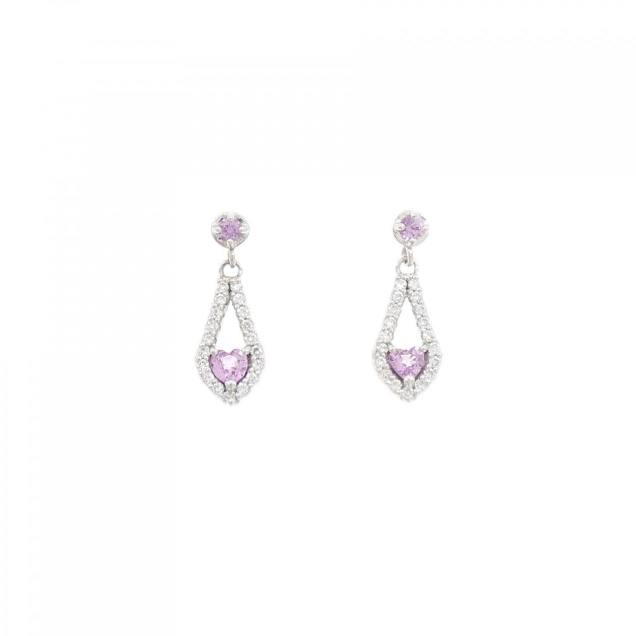 K18WG/K14WG ハート サファイヤ ピアス 0.36CT