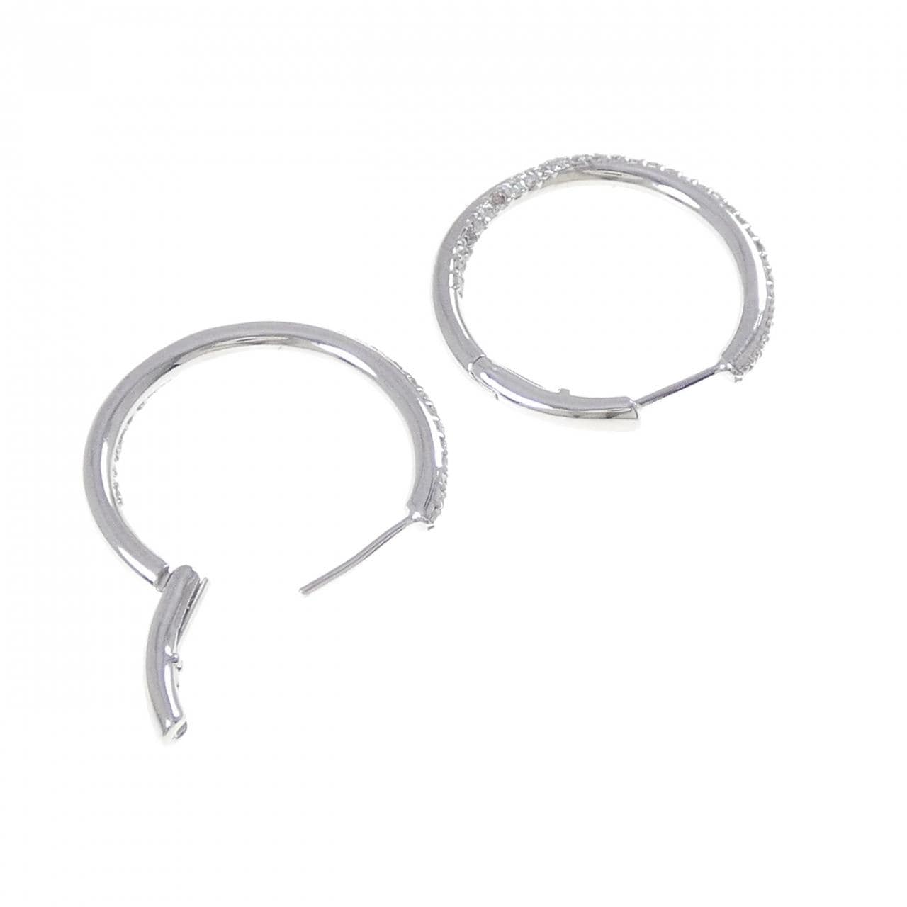 K18WG フープ ダイヤモンド ピアス 0.40CT