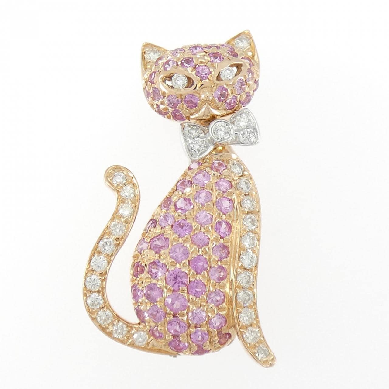 K18PG/K18WG キャット サファイヤ ブローチ 1.18CT