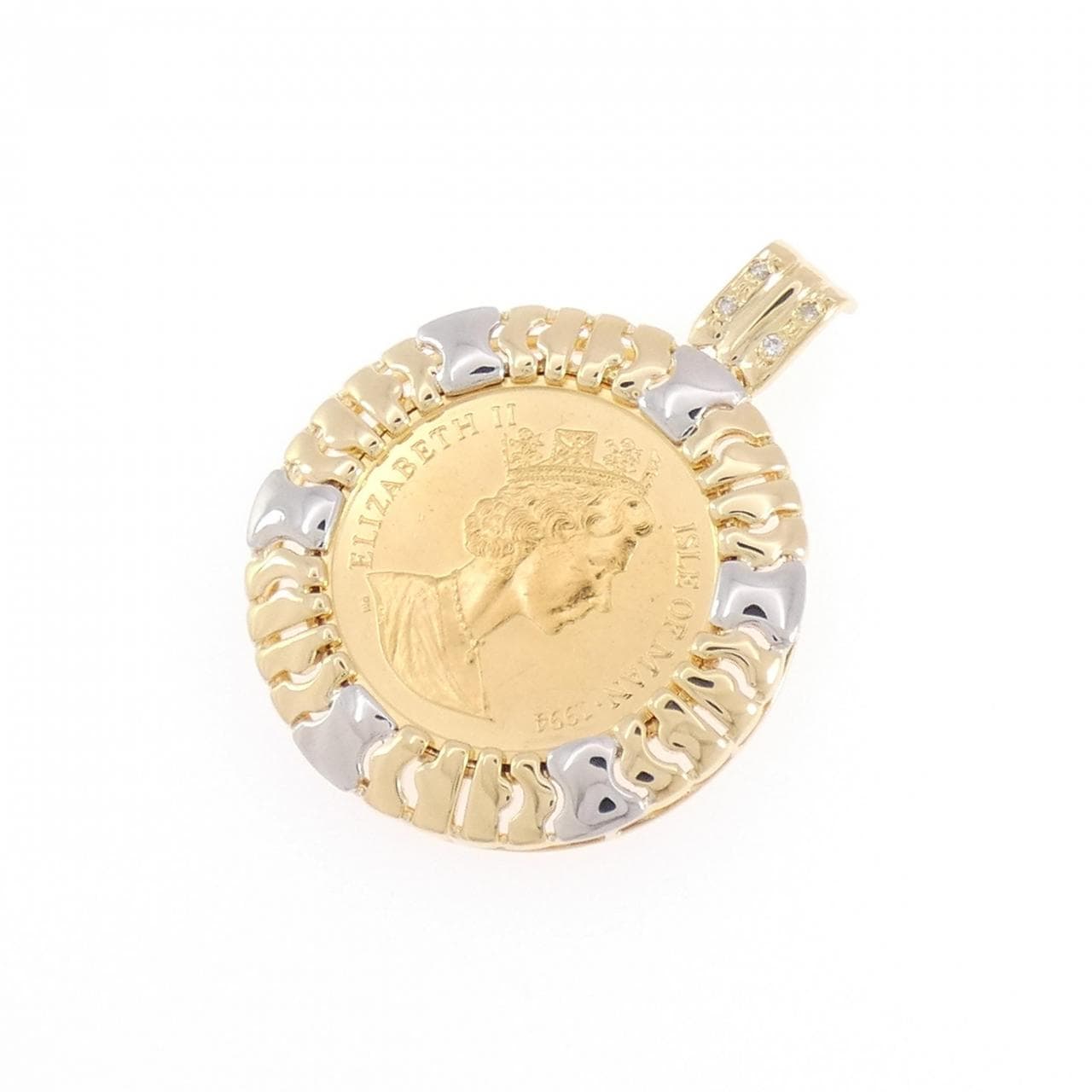 K18YG/PT900(枠) ダイヤモンド コイン 0.03CT