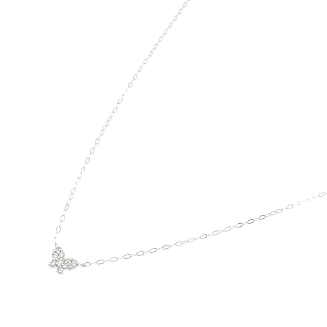 K18WG バタフライ ダイヤモンド ネックレス 0.06CT