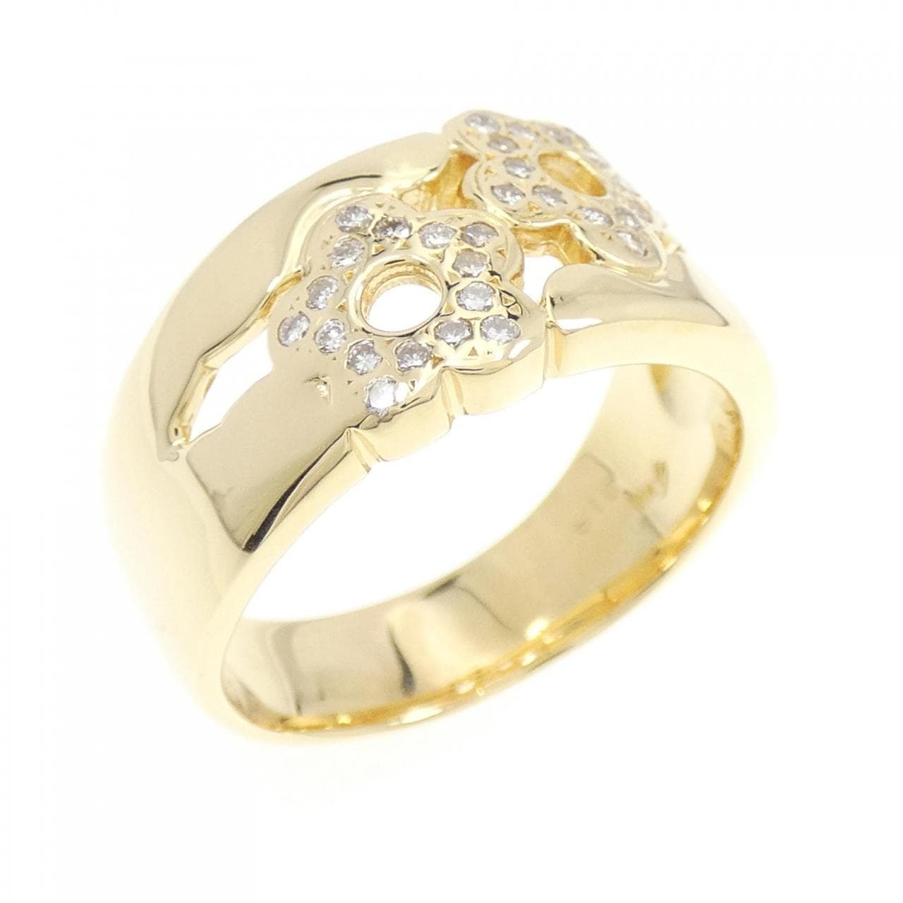 K18YG Flower Diamond Ring 0.19CT