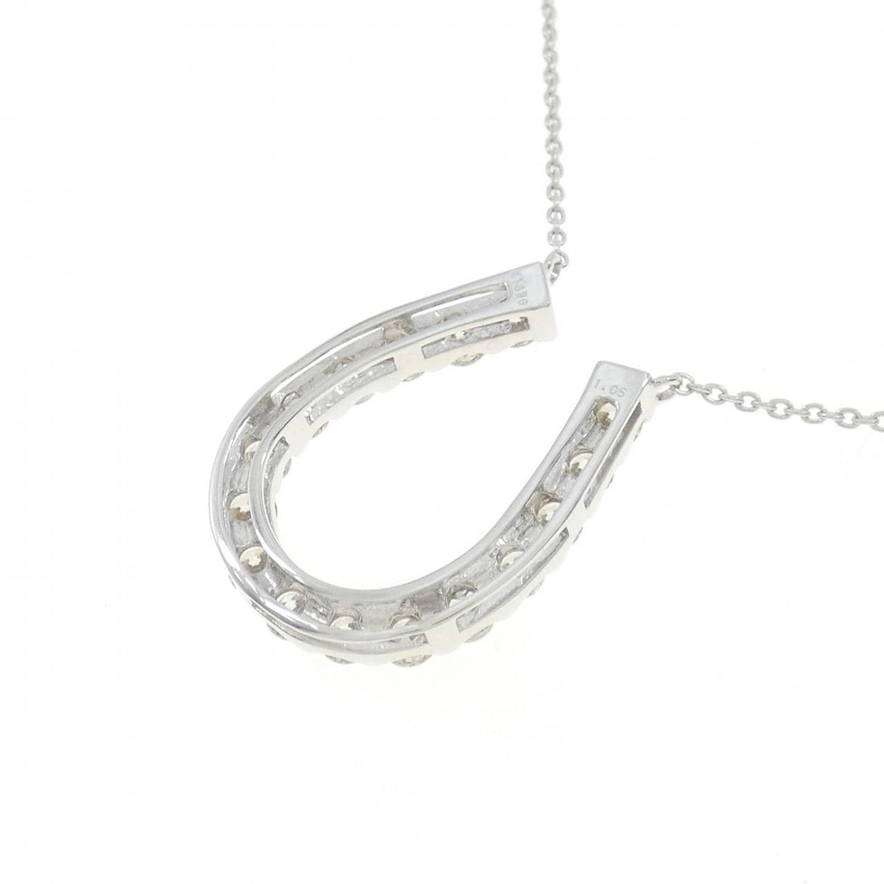 K18WG ホースシュー ダイヤモンド ネックレス 1.05CT