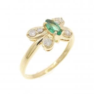 K18YG バタフライ エメラルド リング 0.19CT