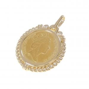 K18YG(枠) ダイヤモンド コイン ペンダント 0.04CT