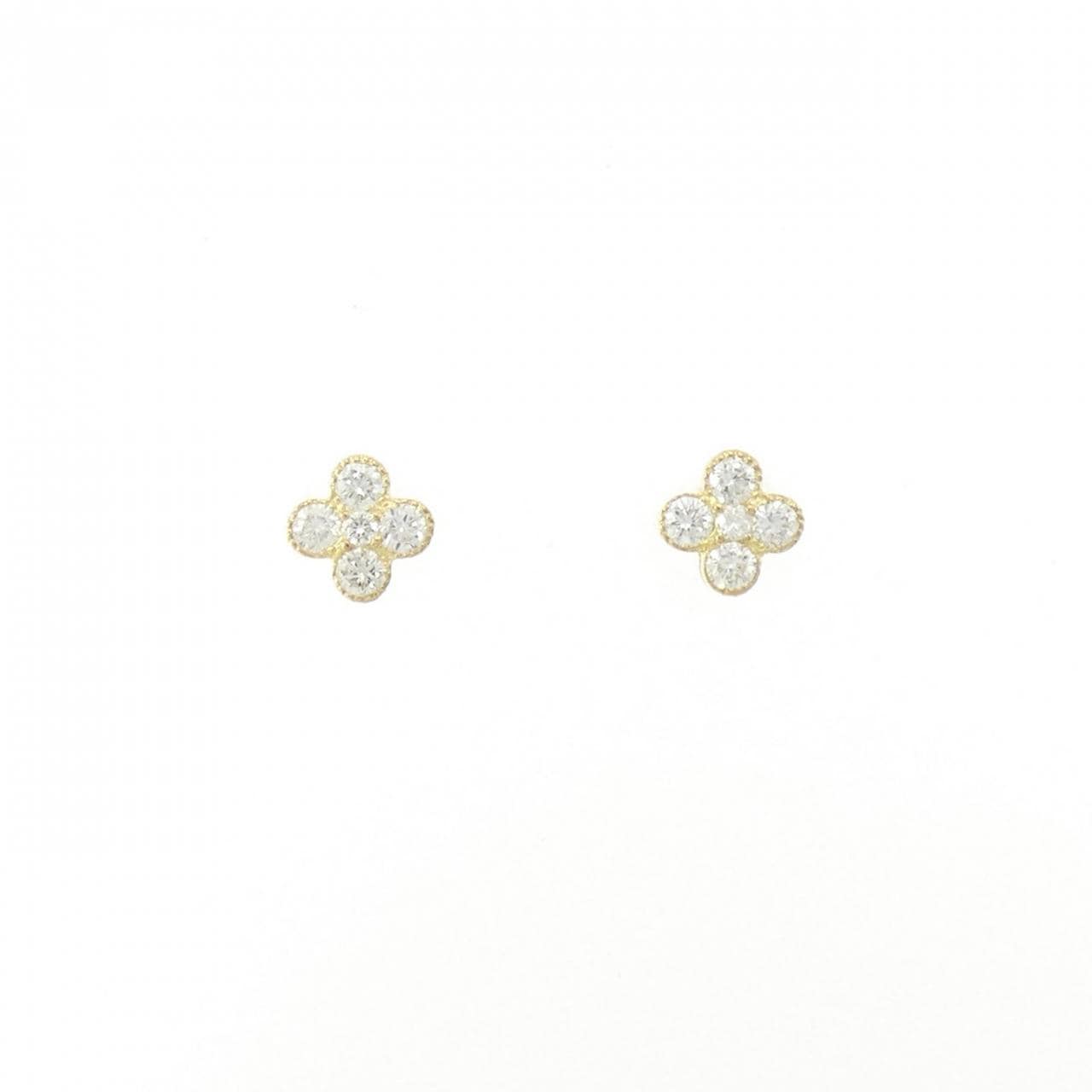 [再加工款] K18YG花朵鑽石耳環0.20CT