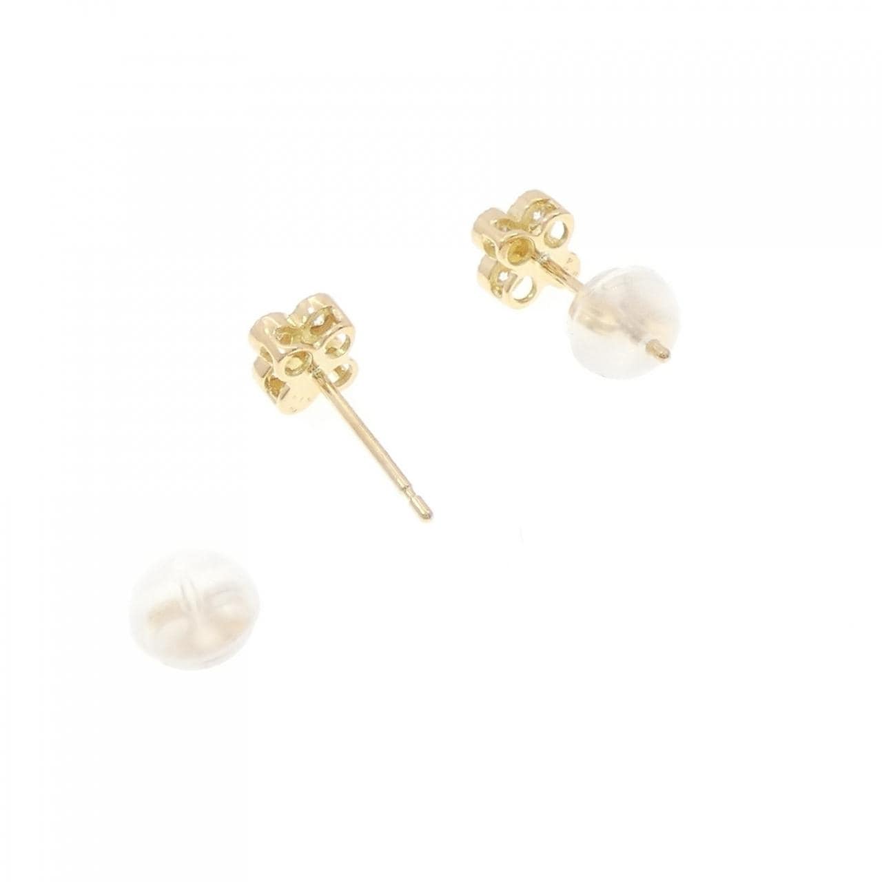 【リメイク】K18YG フラワー ダイヤモンド ピアス 0.20CT