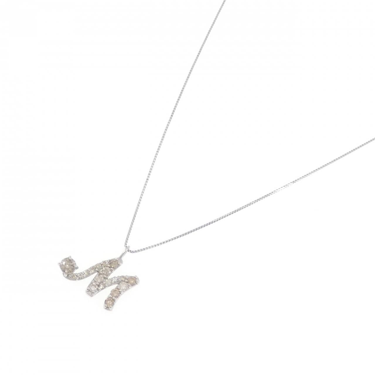 PT900/PT850 イニシャルM ダイヤモンド ネックレス 0.50CT