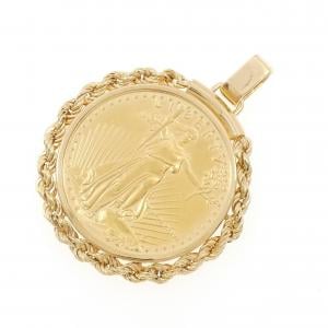K18YG(枠) コイン ペンダント