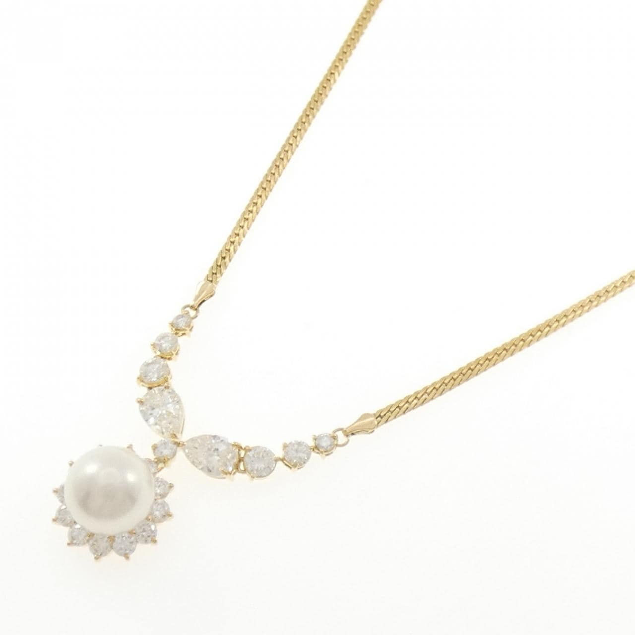 K18YG 白蝶パール ネックレス 10.4mm