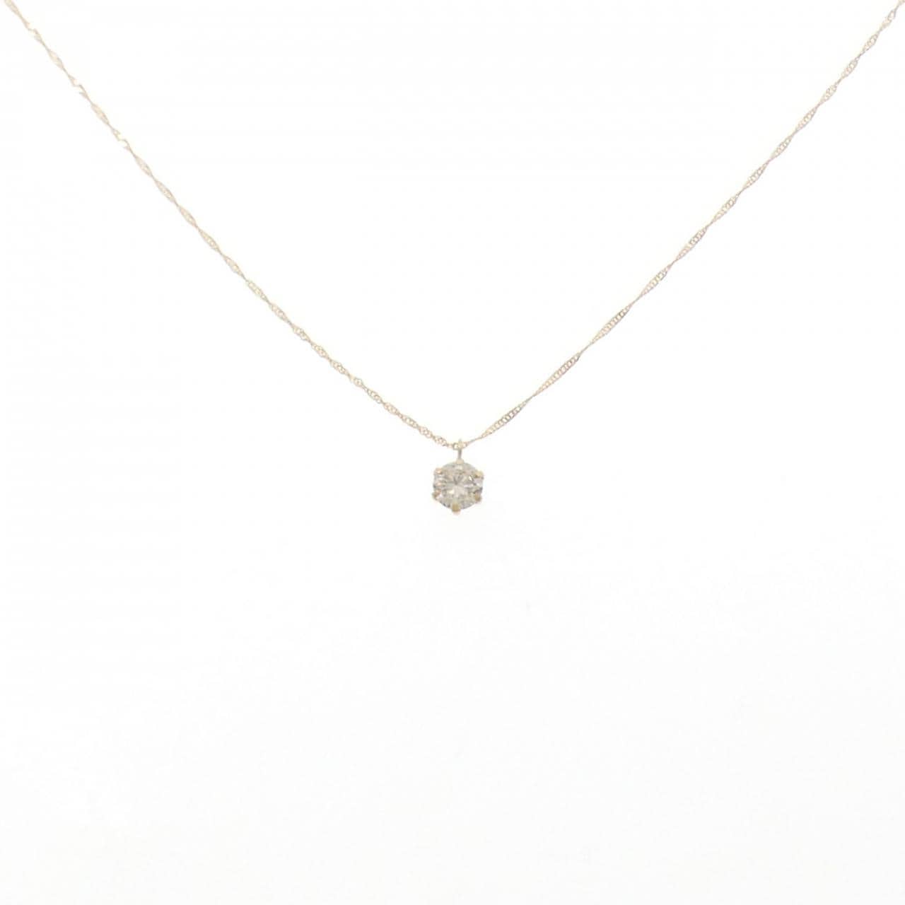 18K黄金单钻钻石项链，0.300克拉