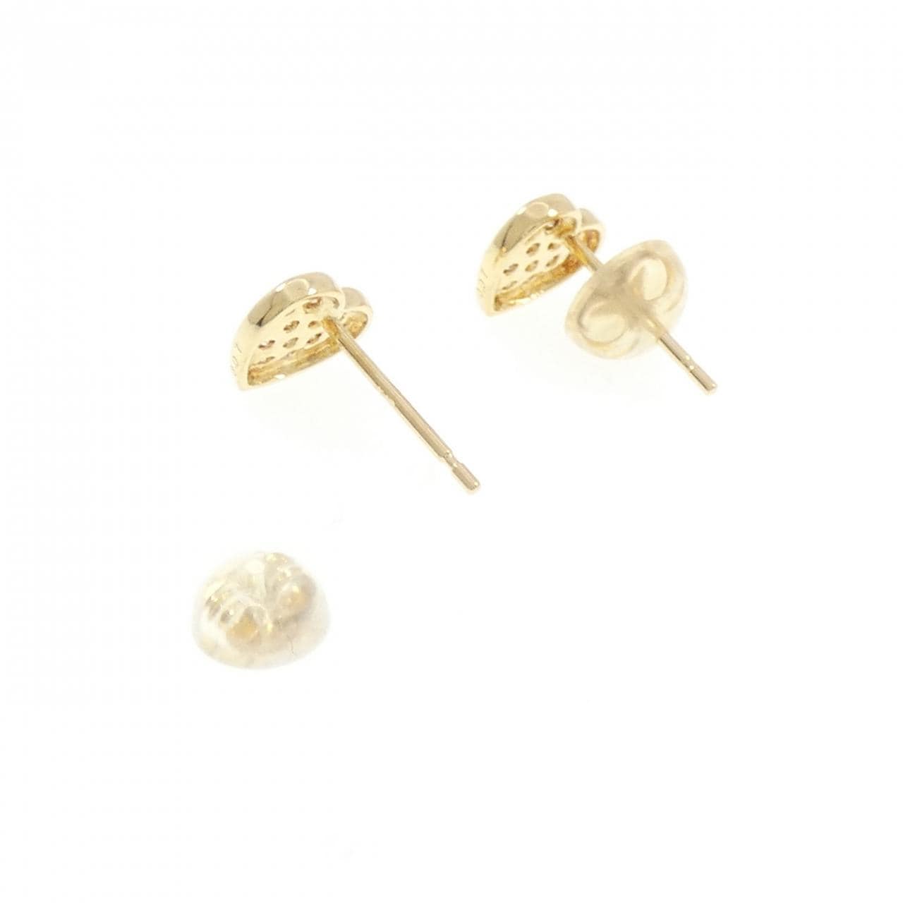 K18YG心形鑽石耳環，0.14克拉