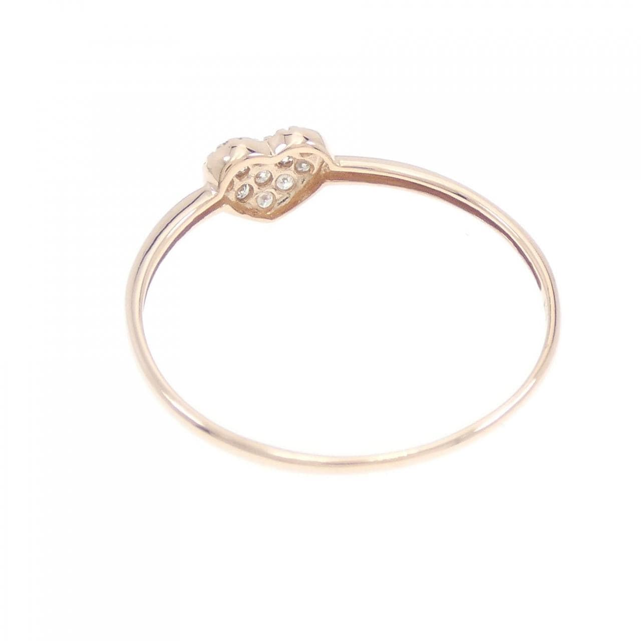 K10PG Pave Heart Diamond Ring 0.11CT