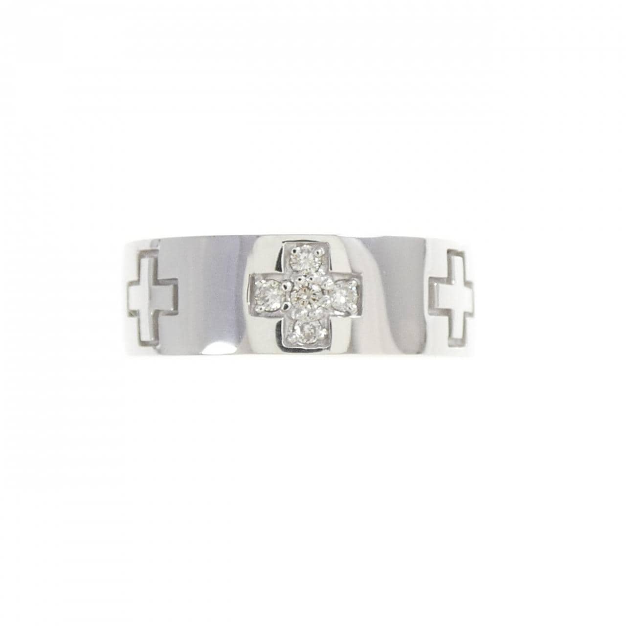 K18WG クロス ダイヤモンド リング 0.06CT
