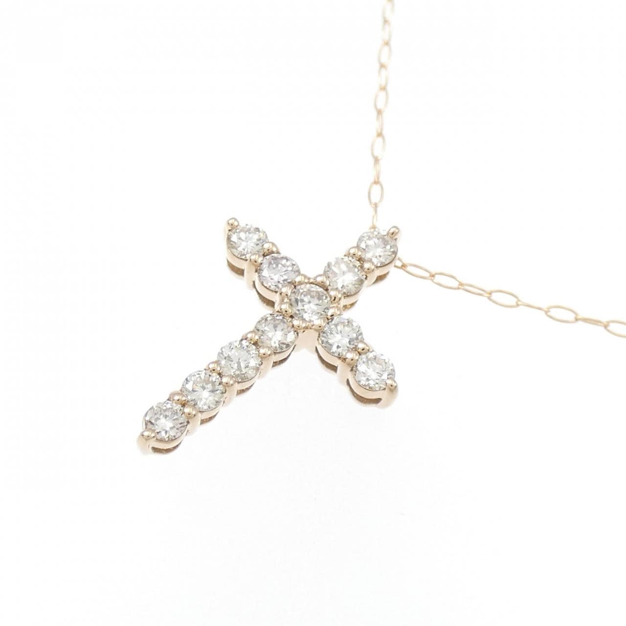 K18PG cross Diamond necklace 0.30CT