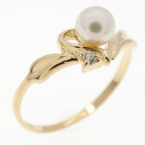 K18YG ハート アコヤパール リング 4.1mm