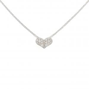 K18WG/750WG ハート パヴェ ダイヤモンド ネックレス 0.2CT