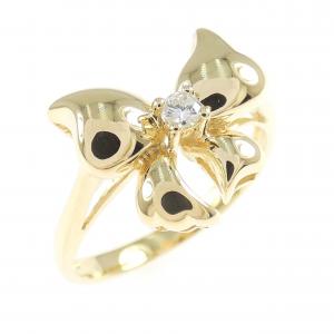 K18YG リボン ダイヤモンド リング 0.06CT